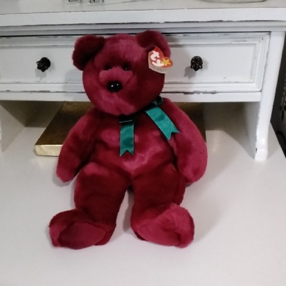 Ty 1998 Beanie Buddy Burgundy Bear Plush Toy